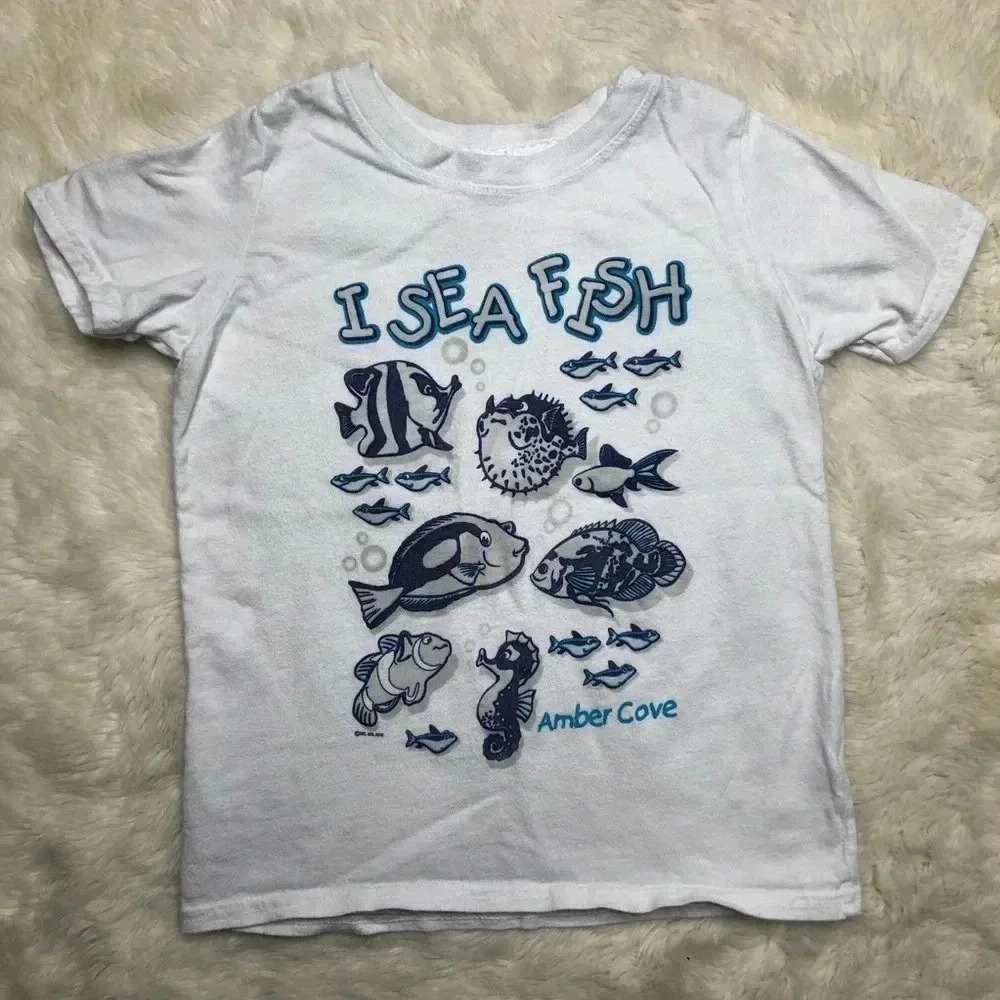 Del Sol Amber Cove I Sea Fish T-Shirt White Sz 3T